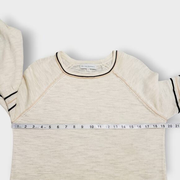 White + Warren Cream and Black Crew Neck Sweater - Picture 8 of 12